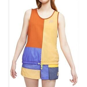 Nike Icon Clash Women's M Colorblock Athletic Tank Gym Top Yellow Blue NWT